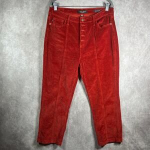 Judy Blue Corduroy Pants Womens Size‎ 15/32 Red Cropped High Rise Ankle Straight